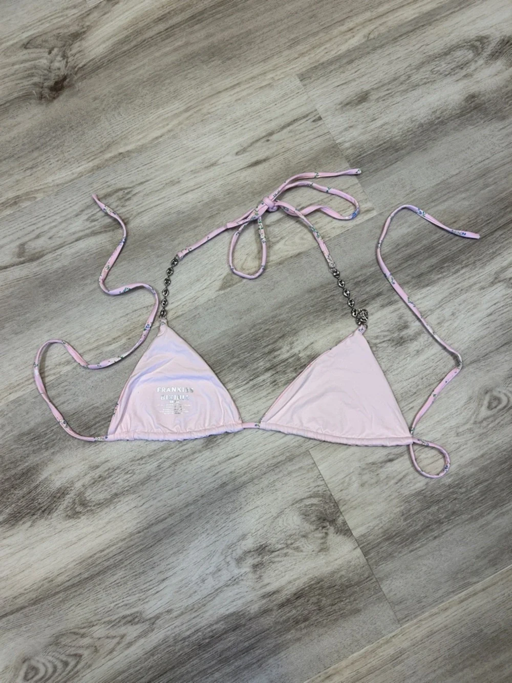 Frankie's Bikinis Fairytale Butterfly Floral‎ Vine Charm Chain Triangle Swim Top